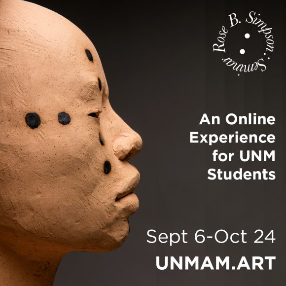 A text graphic advertising UNMAM.Art. It reads "An Online Experience for UNM Students."